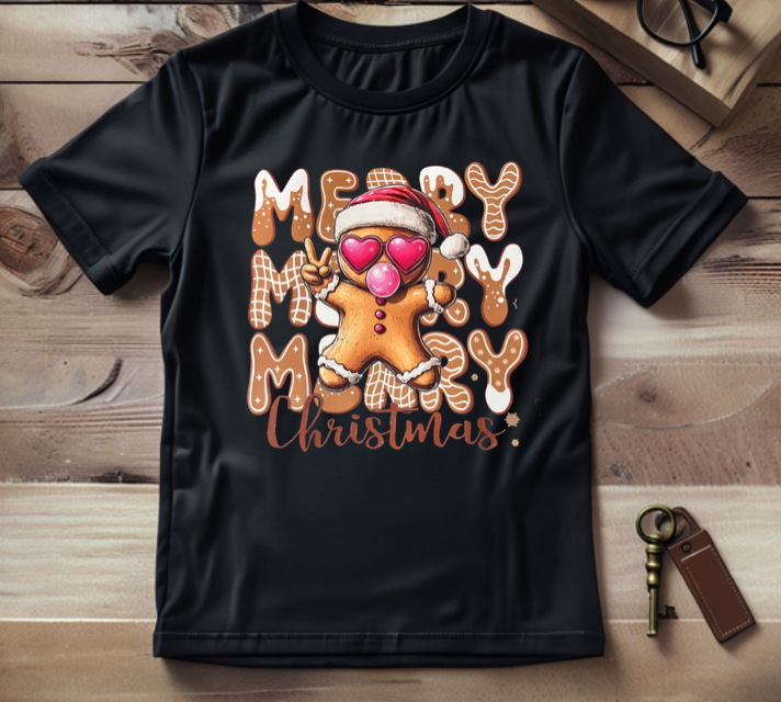 Merry Merry Merry Christmas Gingerbread Man T-shirt