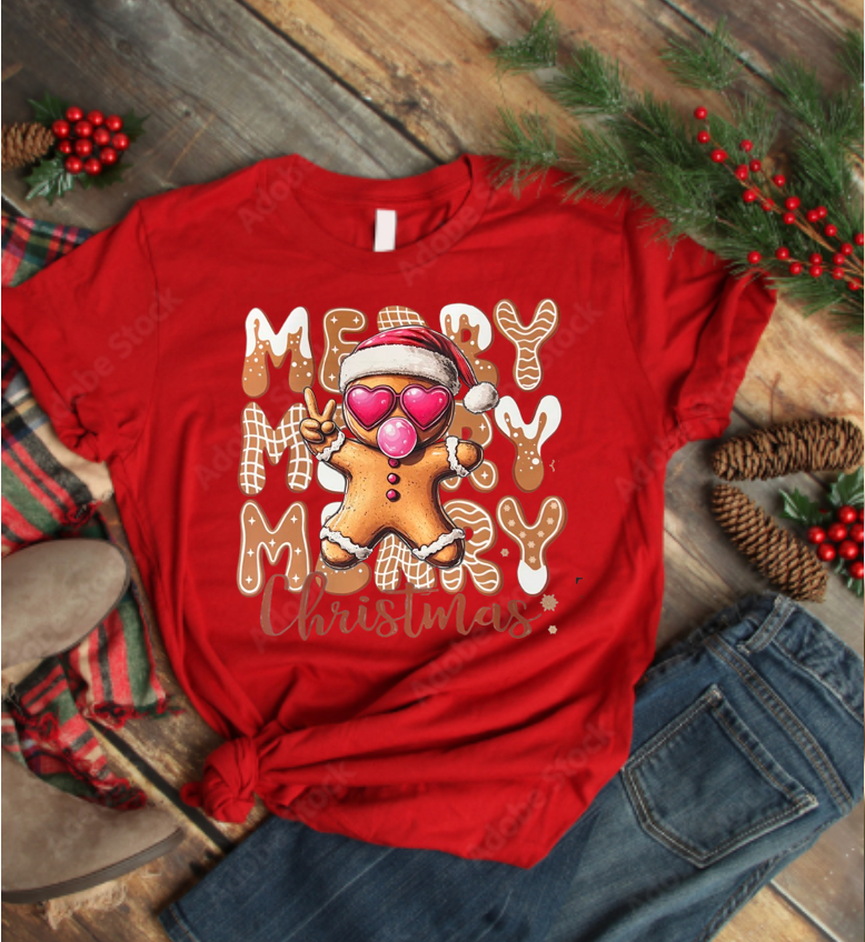 Merry Merry Merry Christmas Gingerbread Man T-shirt